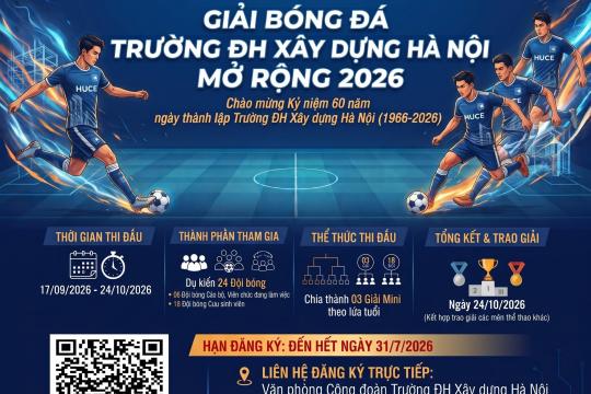 📣 **GIẢI BÓNG ĐÁ TRƯỜNG ĐẠI HỌC XÂY DỰNG HÀ NỘI MỞ RỘNG 2026 – SẴN SÀNG KHAI CUỘC! ⚽🏆**