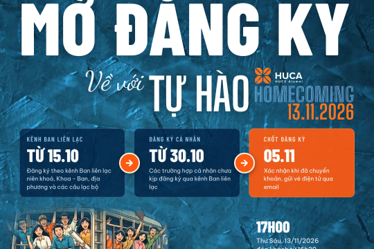 ✨ CHÍNH THỨC MỞ ĐĂNG KÝ · HUCA HOMECOMING 2026 - VỀ VỚI TỰ HÀO✨